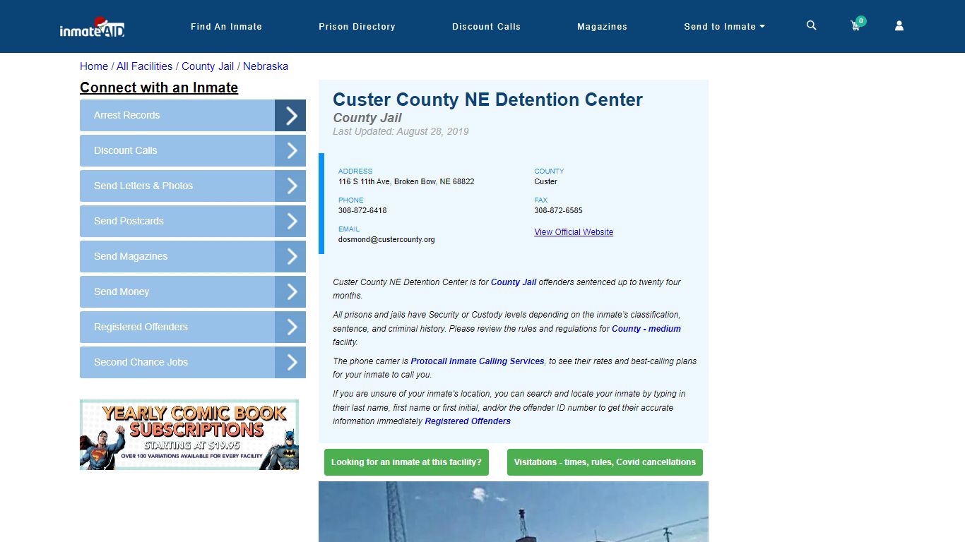Custer County NE Detention Center - Inmate Locator - Broken Bow, NE